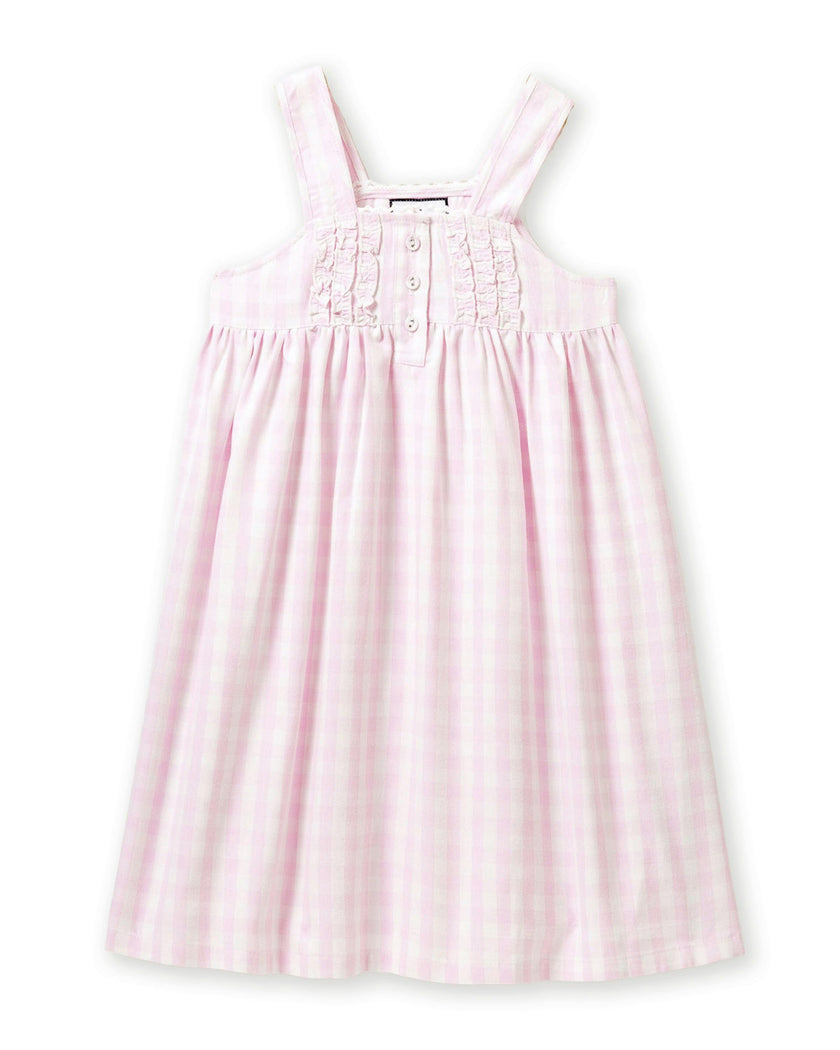 Girl's Twill Charlotte Nightgown in Pink Gingham