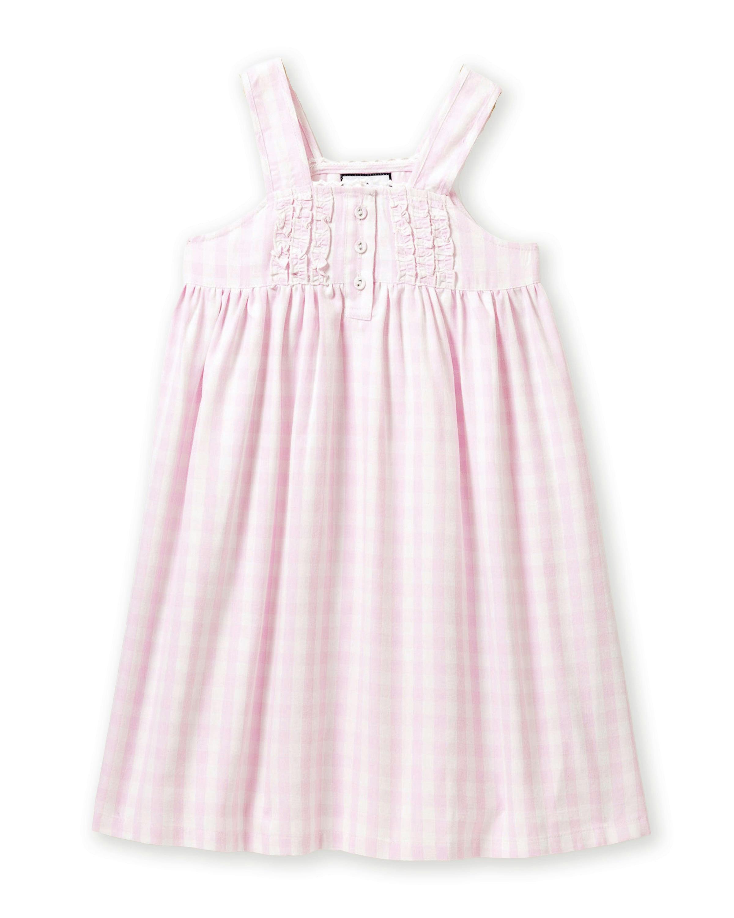 Girl's Twill Charlotte Nightgown in Pink Gingham