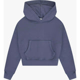 Tenly Cotton Fleece Cropped Kangaroo Pocket Hoodie
