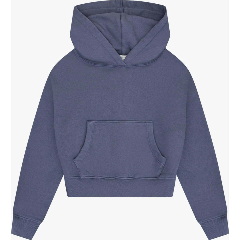 Tenly Cotton Fleece Cropped Kangaroo Pocket Hoodie