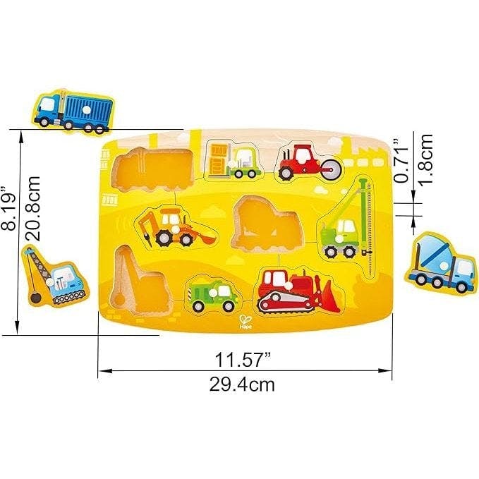 Hape: Peg Puzzle: Construction - 10pc Wooden Puzzle