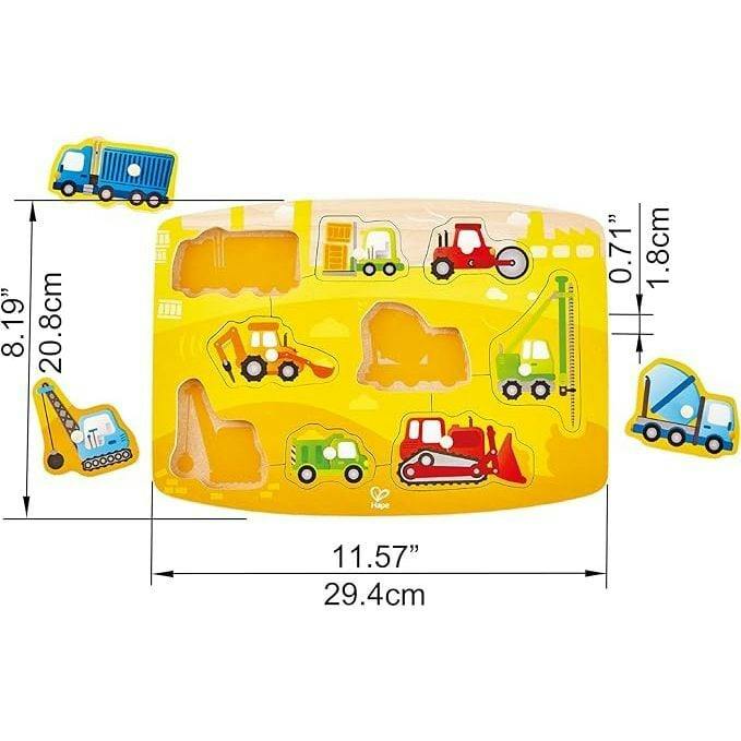 Hape: Peg Puzzle: Construction - 10pc Wooden Puzzle