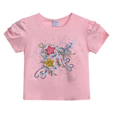 Pink Flowers Applique T-Shirt