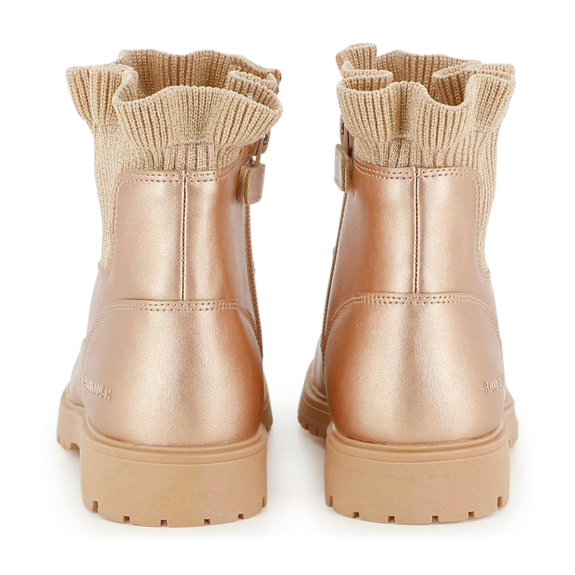 Gold Knit Ankle Boots