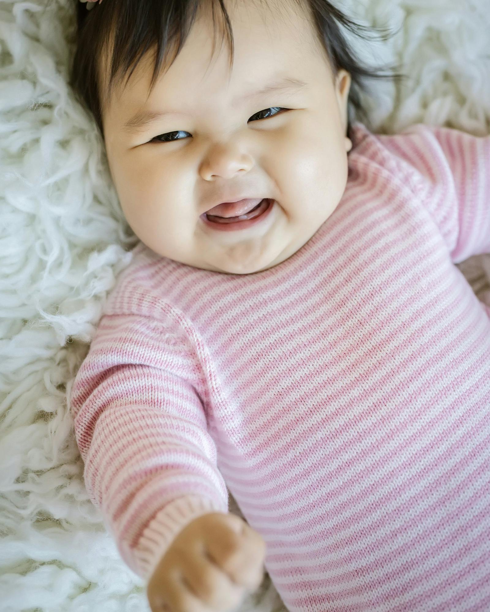 Baby Knit Romper Pink Stripe