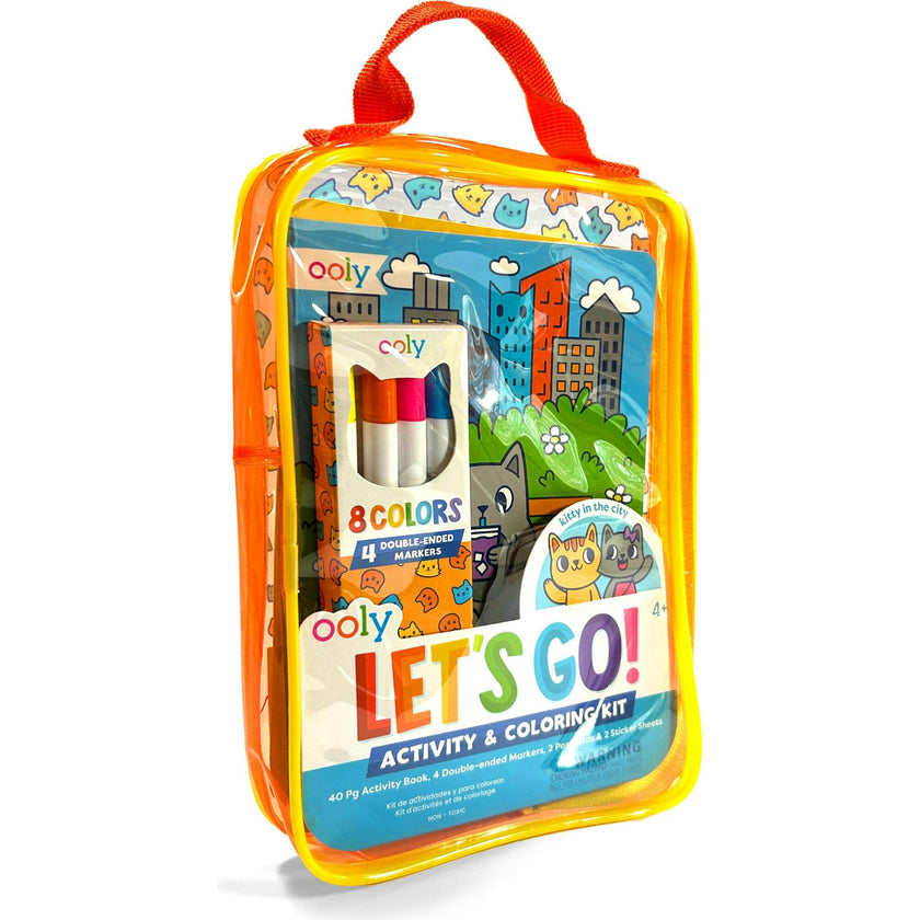 Let's Go! Activity & Coloring Kit - Kitty in the City - Activity Book Markers Postcards Stickers