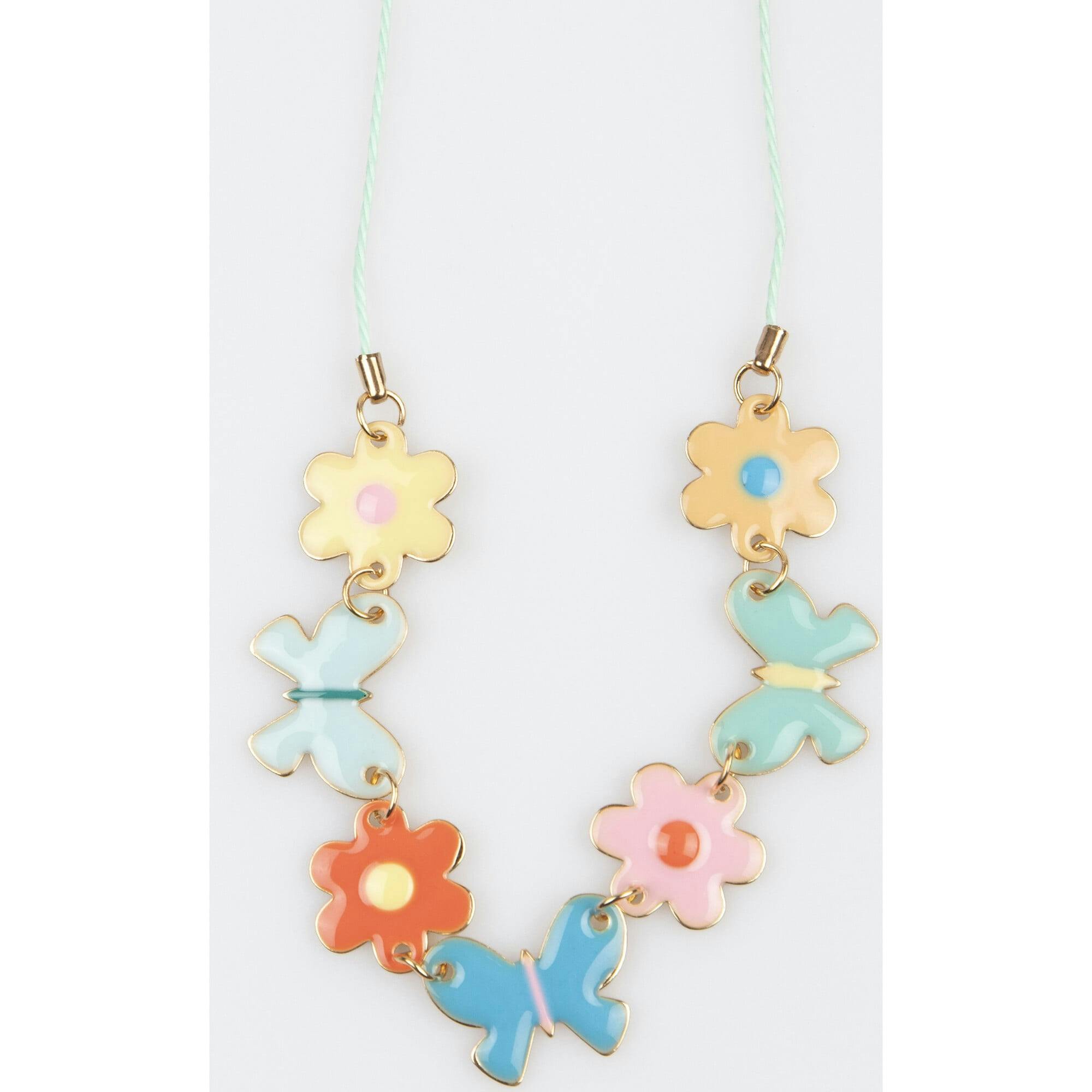 Butterflies & Flowers Enamel Charm Necklace