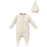 Beige Dinosaur Patch Babygrow & Hat
