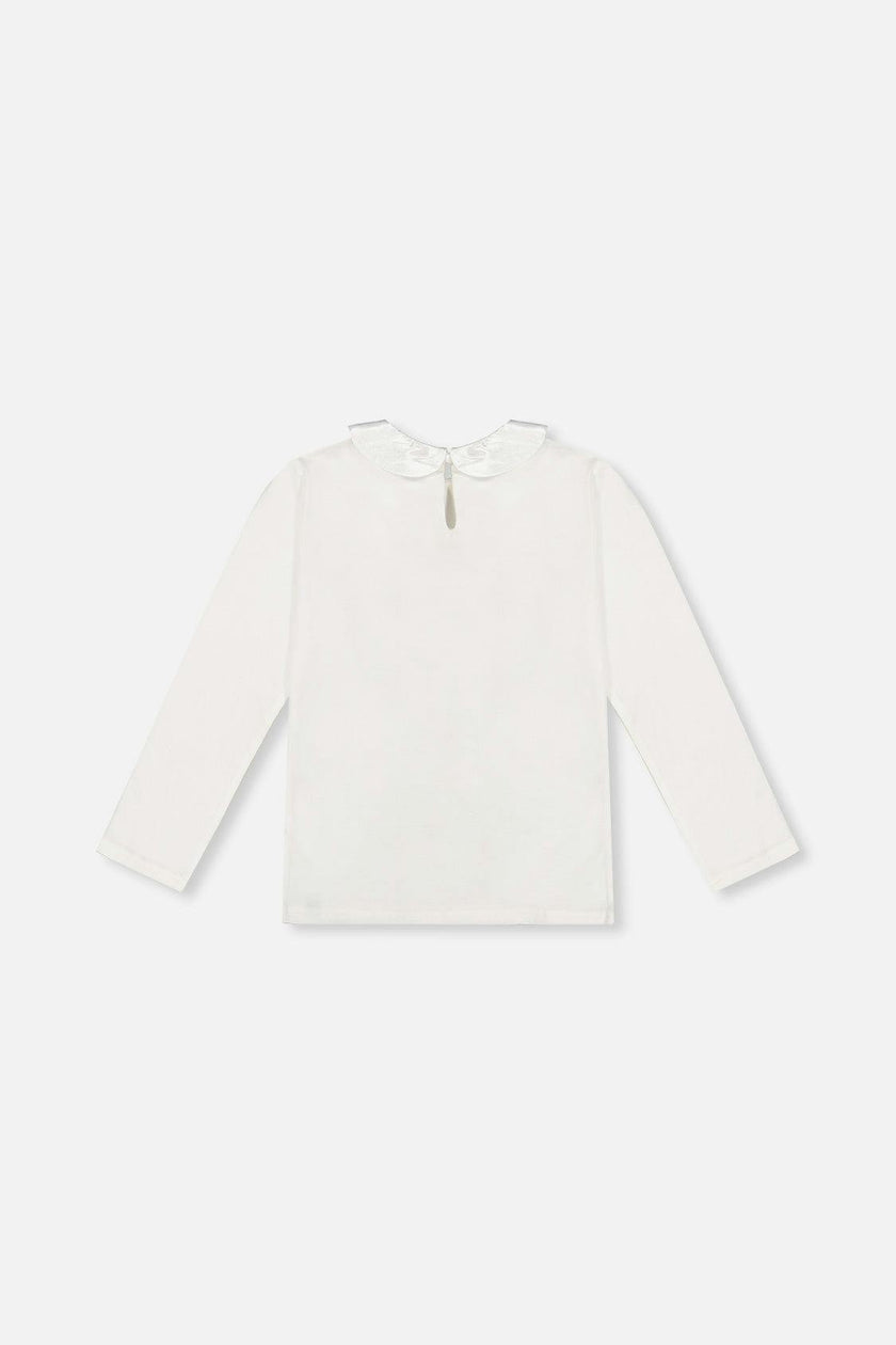 Organic Cotton T-Shirt With Peter Pan Collar Off-White