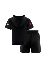 Black Crystal Doodle Short Set