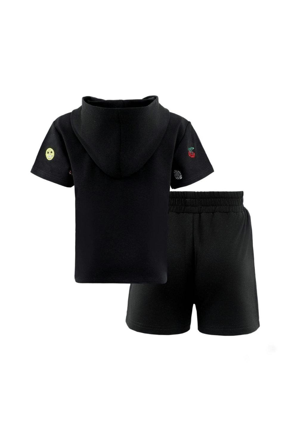 Black Crystal Doodle Short Set
