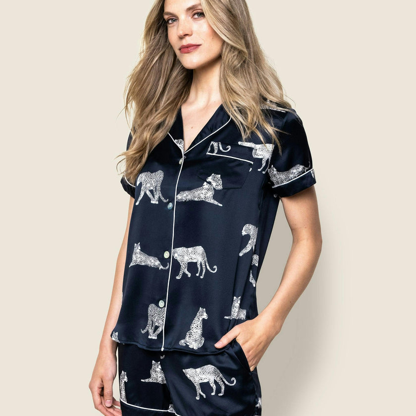 Women's Silk Short Set in Panthère de Nuit