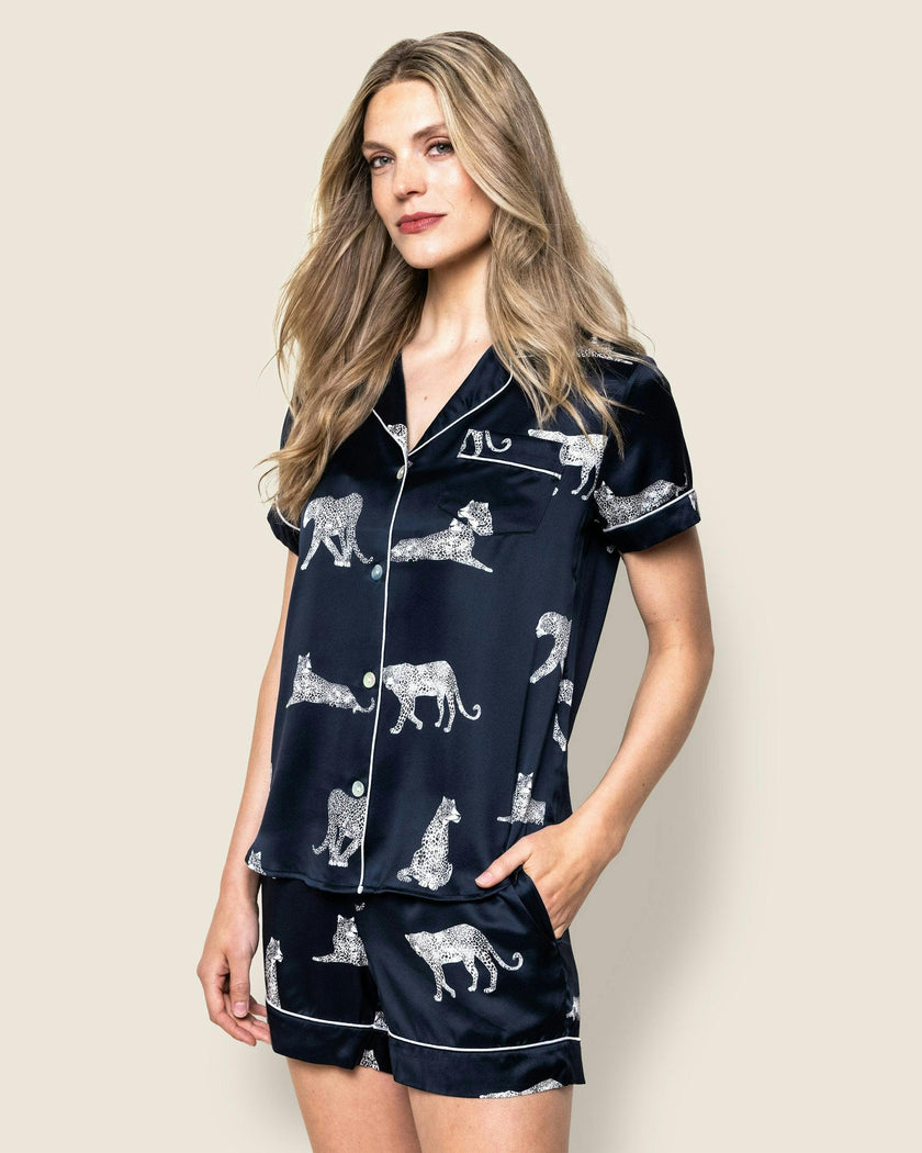Women's Silk Short Set in Panthère de Nuit