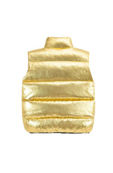 Fiona Metallic Puffer Vest, Gold