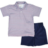 Stripe Print Performance Knit Polo