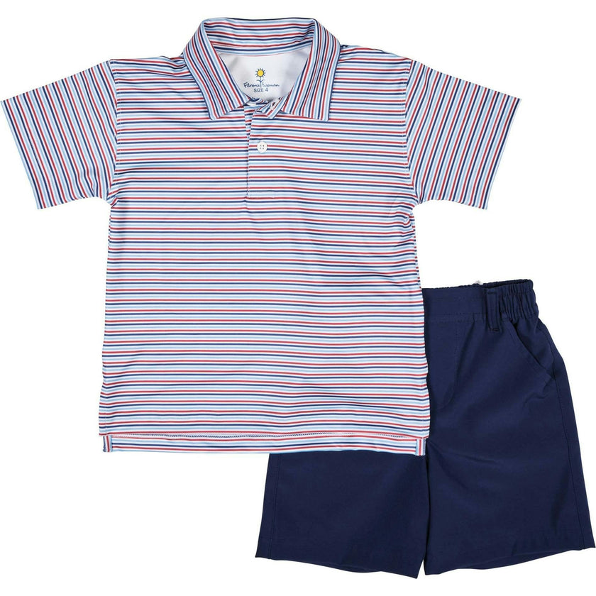 Stripe Print Performance Knit Polo