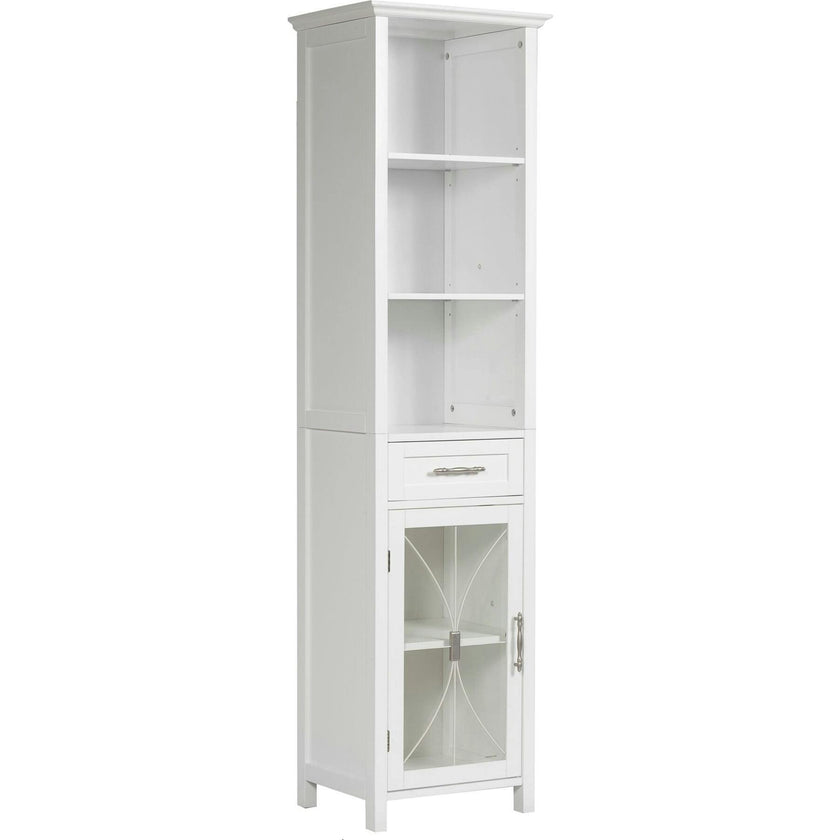Delaney Wooden Linen Cabinet with Drawer and Open Shelves
