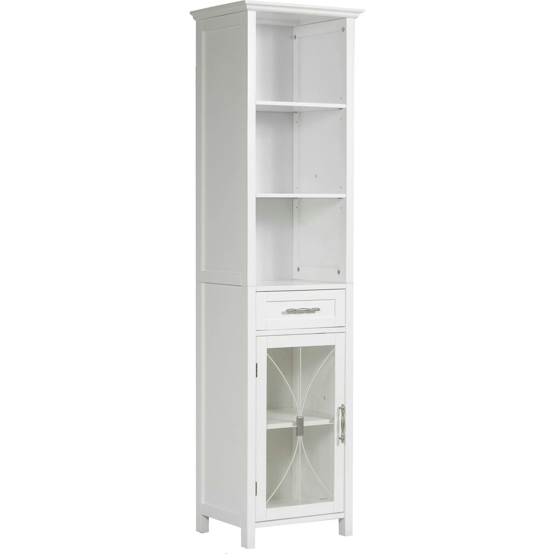 Delaney Wooden Linen Cabinet with Drawer and Open Shelves