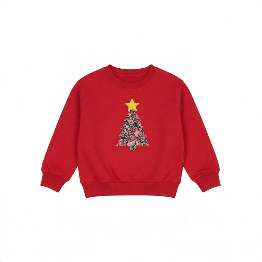 Liberty of London children's Christmas tree design red jumper