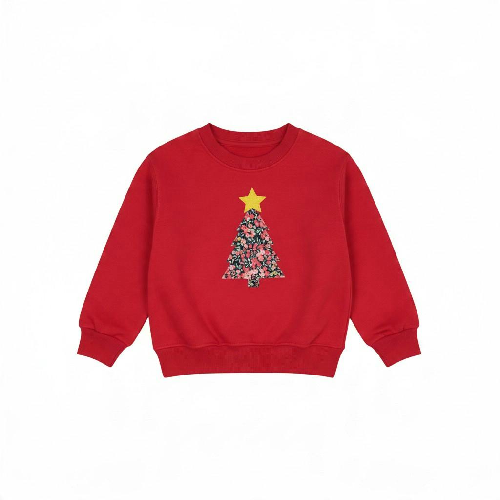Liberty of London children's Christmas tree design red jumper
