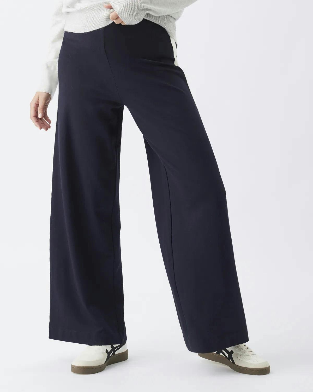 Ari Wide Leg Pant Midnight / White