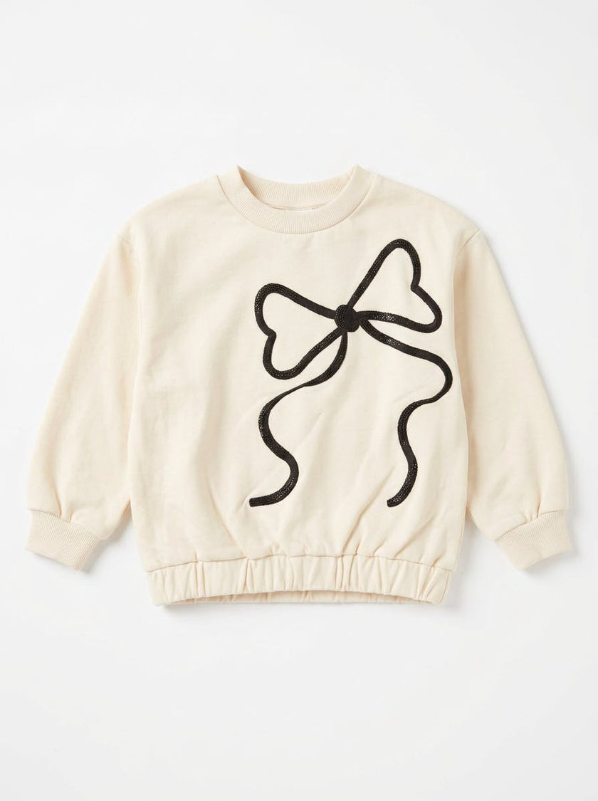 Girls Printed Bow Crew