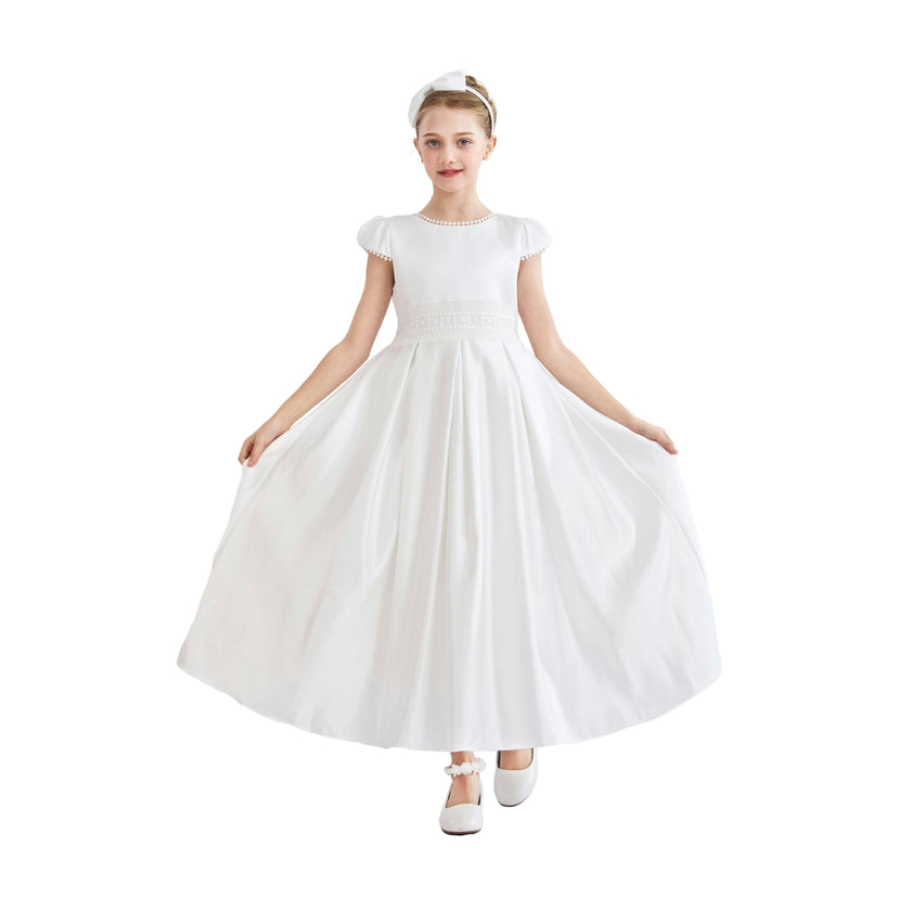White Dalmira Puff Sleeve Formal Dress