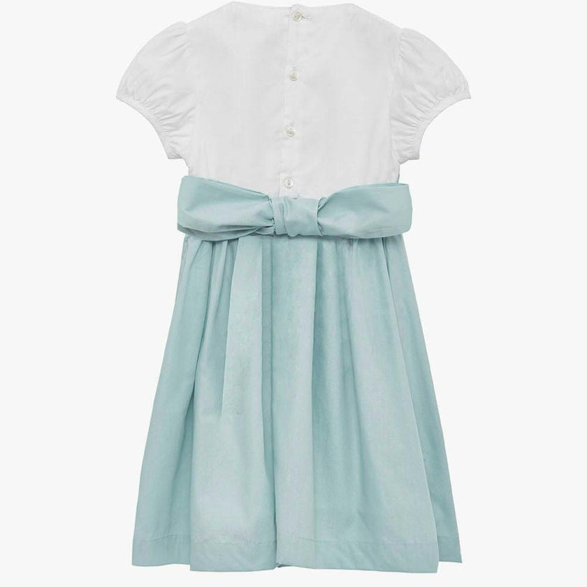 Rose Hand Smocked Dress in Sea Blue