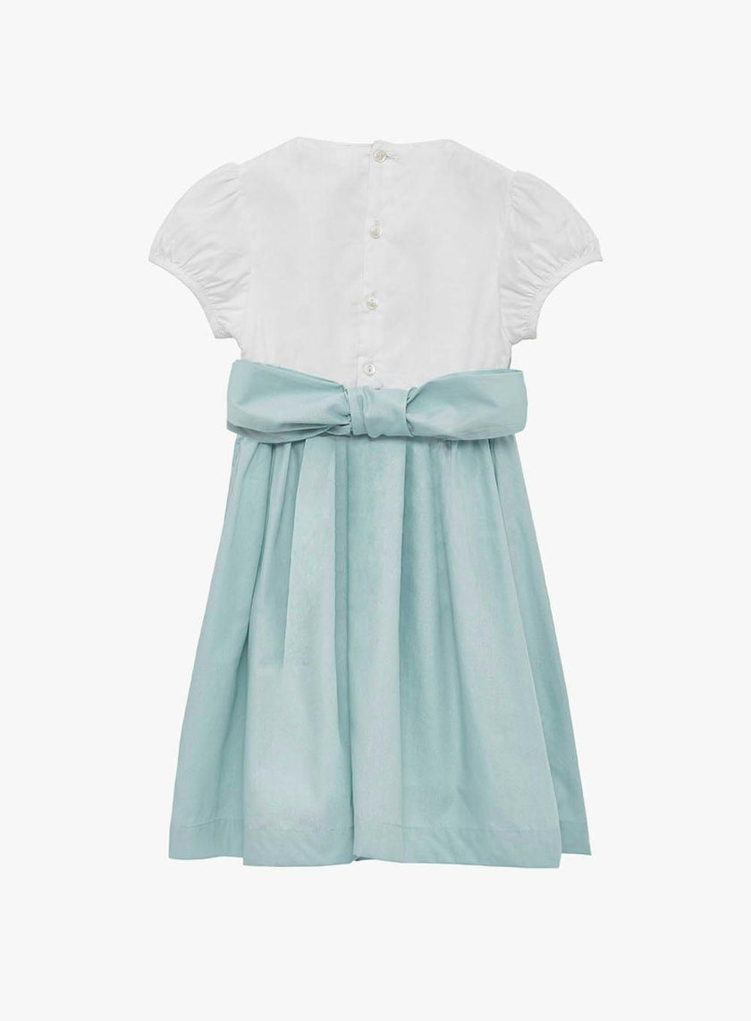 Rose Hand Smocked Dress in Sea Blue