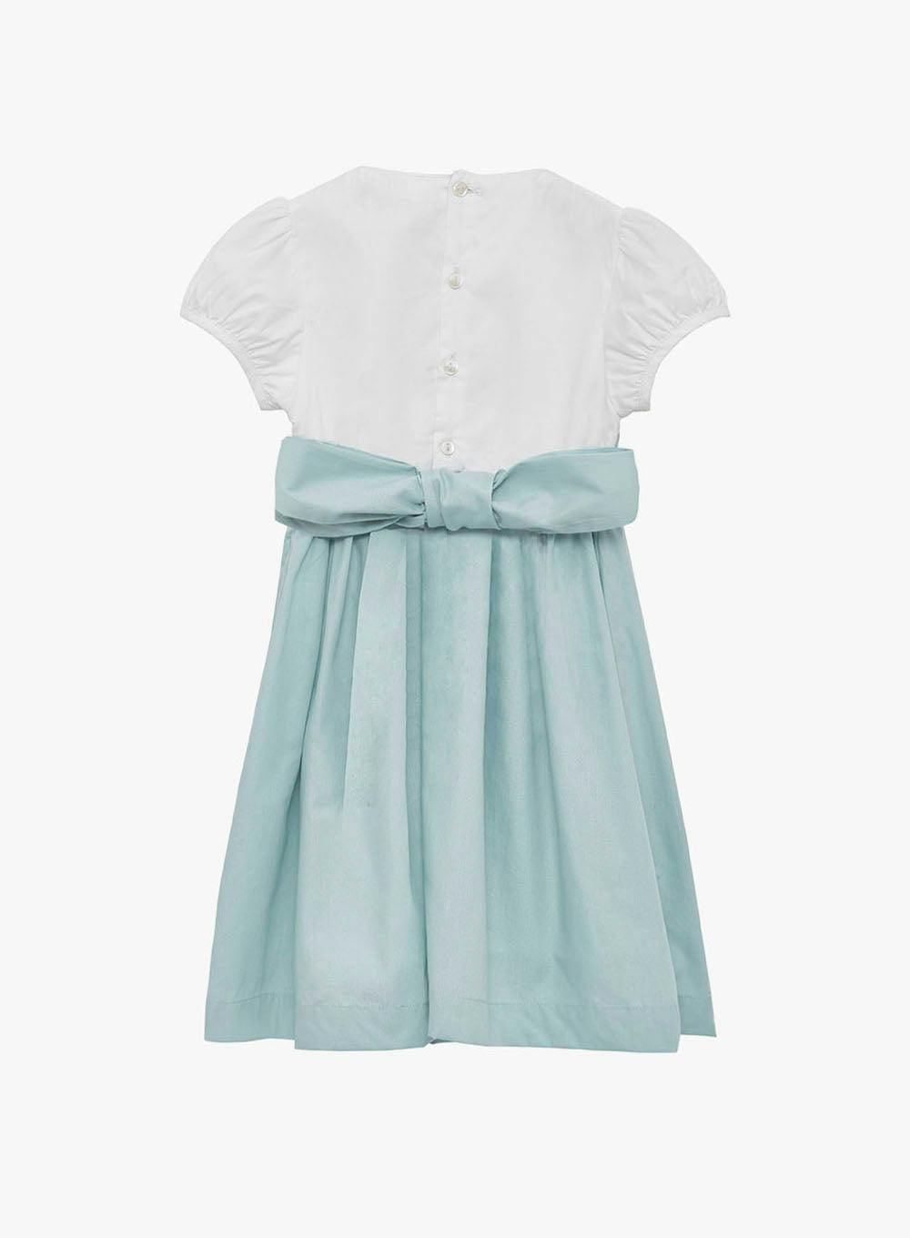 Rose Hand Smocked Dress in Sea Blue