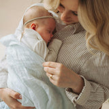 Cotton Muslin Swaddle Blanket - Pale Pinstripe