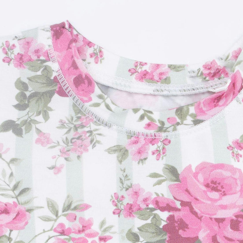 Cabbage Rose Stripe - Loungewear Short Set