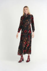 Flocked Velvet Maxi Dress