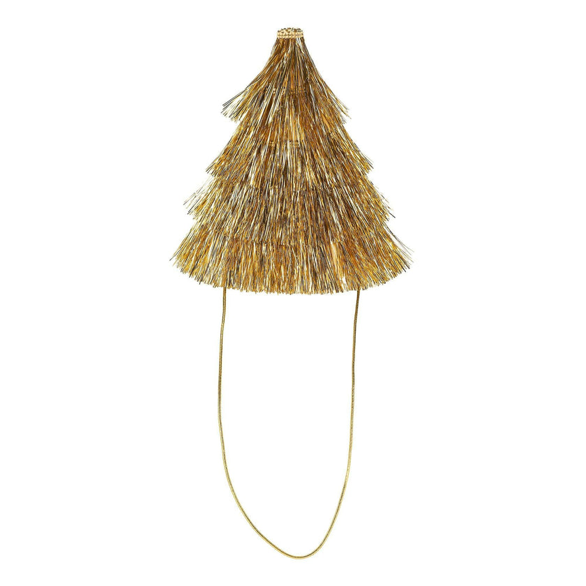 Packed Party Golden Girl Mini Gold Fringe Party Hats Set of 4 - Metallic Gold Fringe Mini Hats with Elastic Strap for Birthdays and Celebrations, One Size