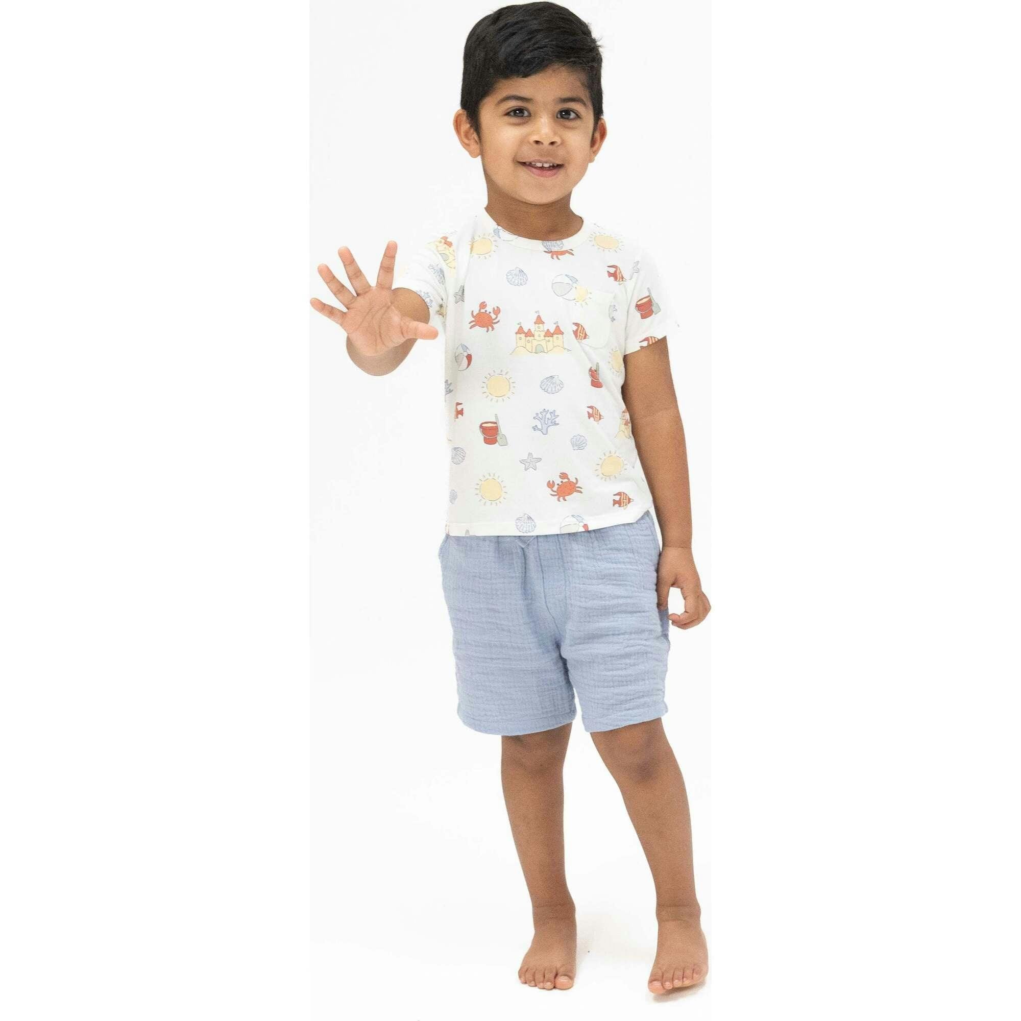 Sunny Sandcastles - Crew Neck Tee with Casual Short