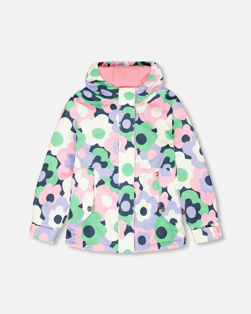 Mid-Season Jacket Black Printed Flowers