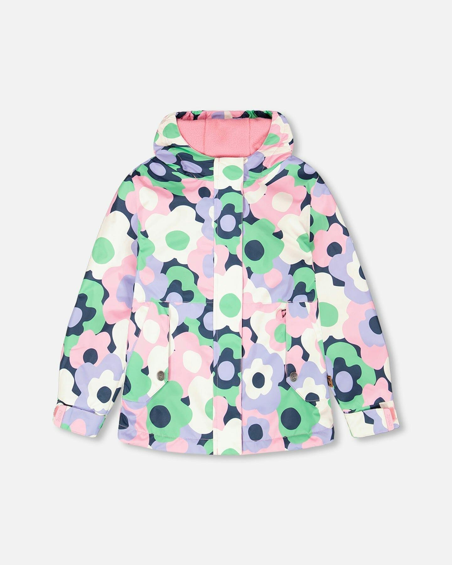 Mid-Season Jacket Black Printed Flowers