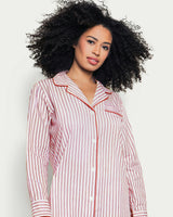 Women's Twill Nightshirt in Antique Red Ticking