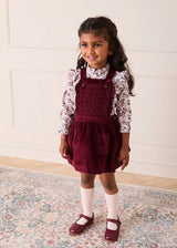 Corduroy Frill Detail Skirt with Braces in Burgundy (12mths-3yrs)