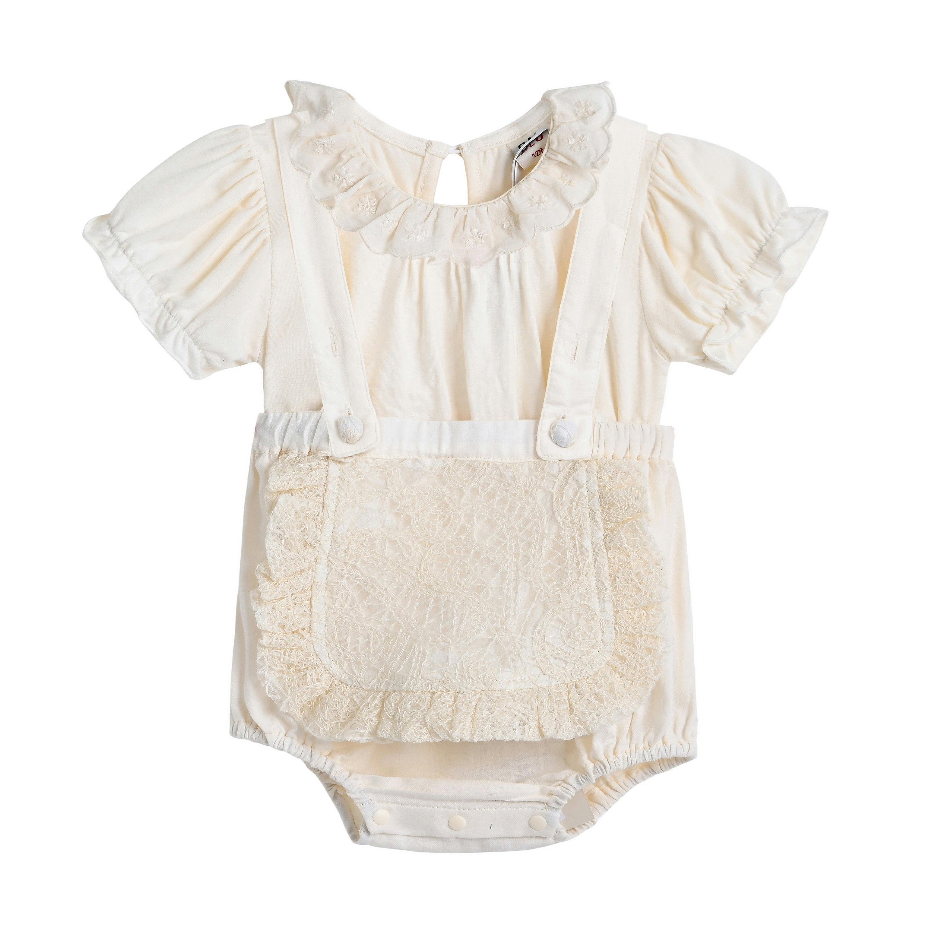 Cream Romper with Lace Detail