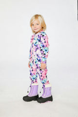 One Piece Thermal Underwear Purple Floral Print