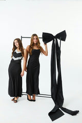 Margot Black With Cream Lace Satin Tank With Lace Trim