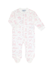 Pink Lone Star Toile Zipper Footie