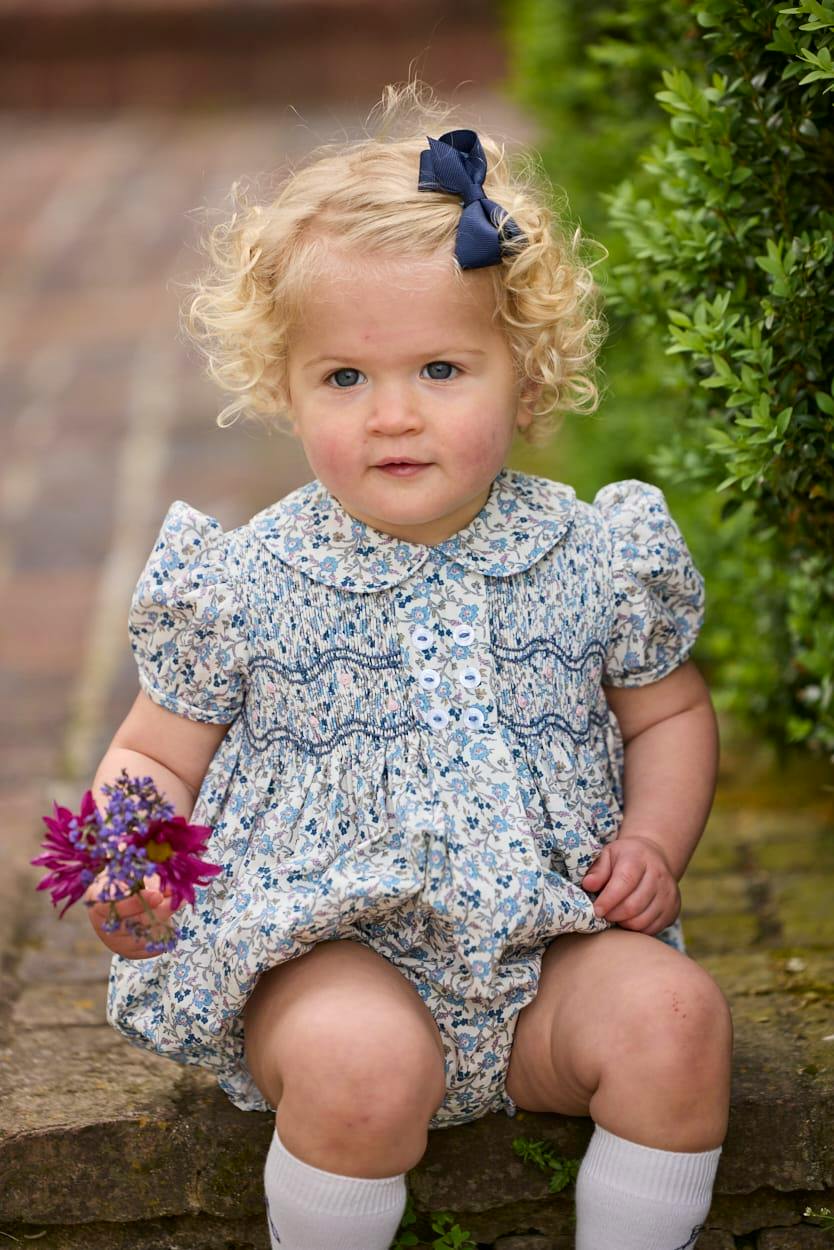 Smocked Bridget Bubble - Wisteria Floral