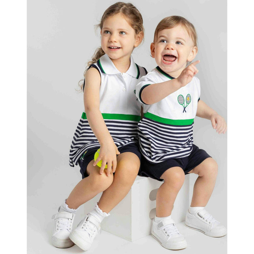 Knit Short Set with Tennis Rackets