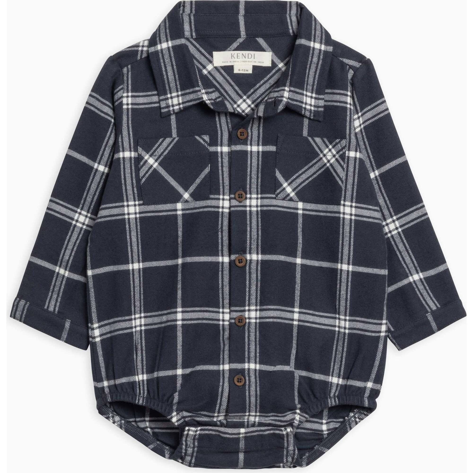 Carson Flannel Long Sleeve Collared Button Down Bodysuit