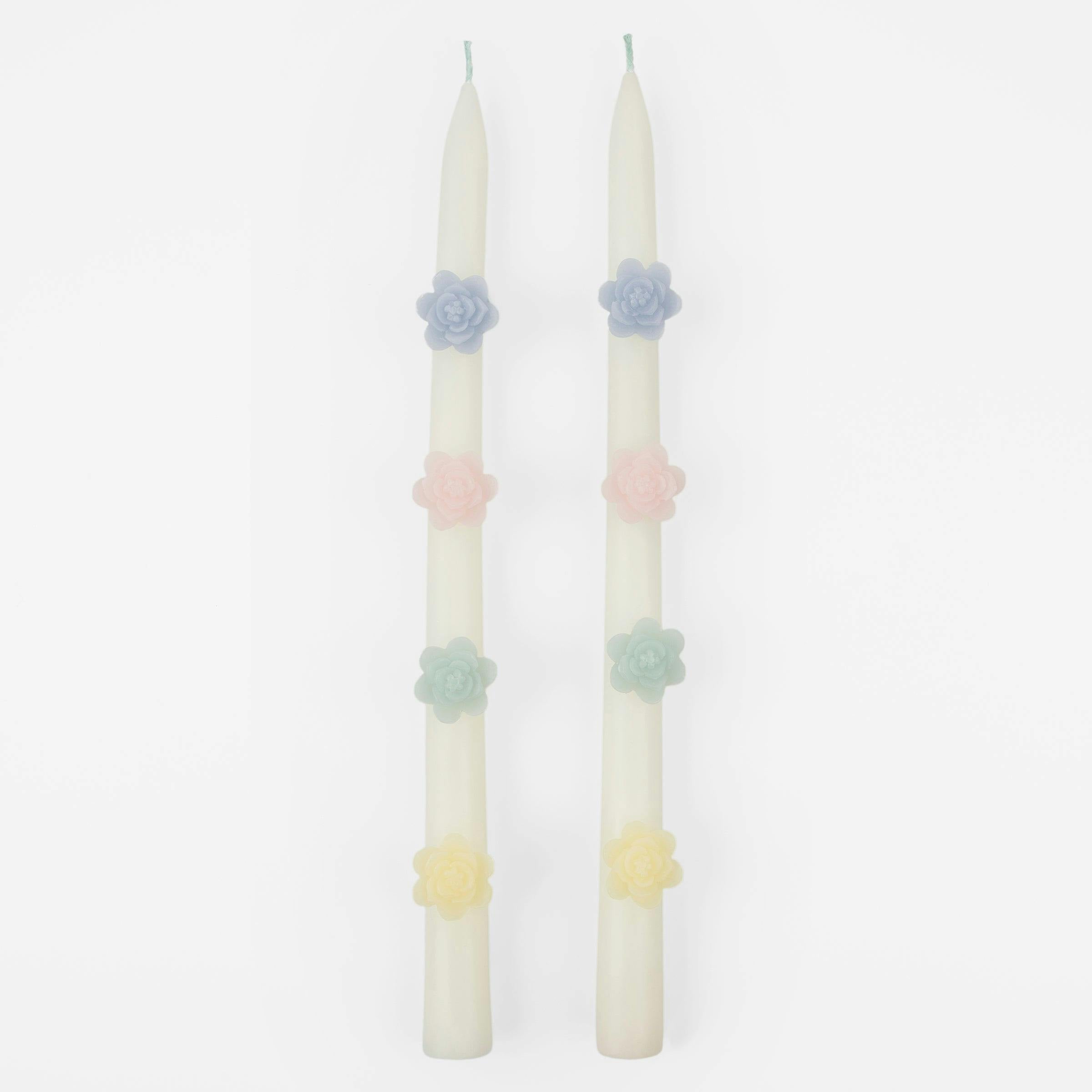 Pastel Flower Taper Candles