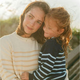 Women's Knit Sweater Cream And Tan Stripe