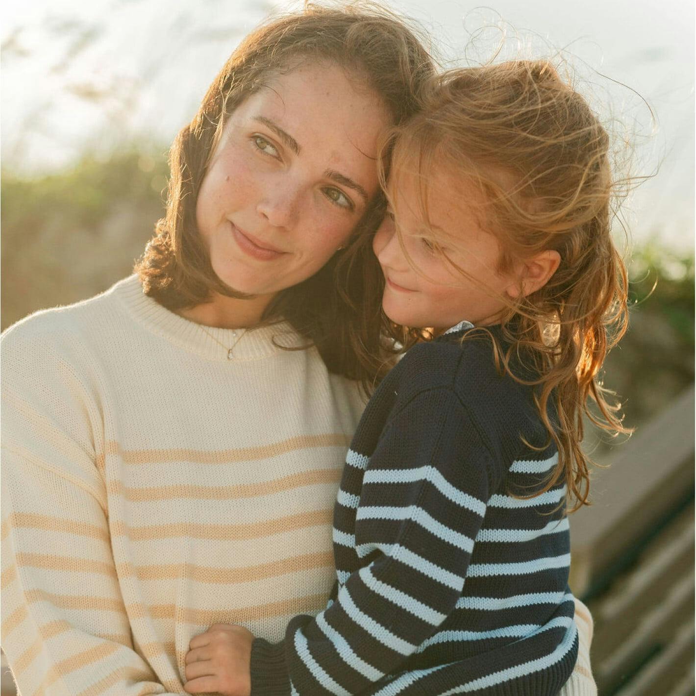 Women's Knit Sweater Cream And Tan Stripe