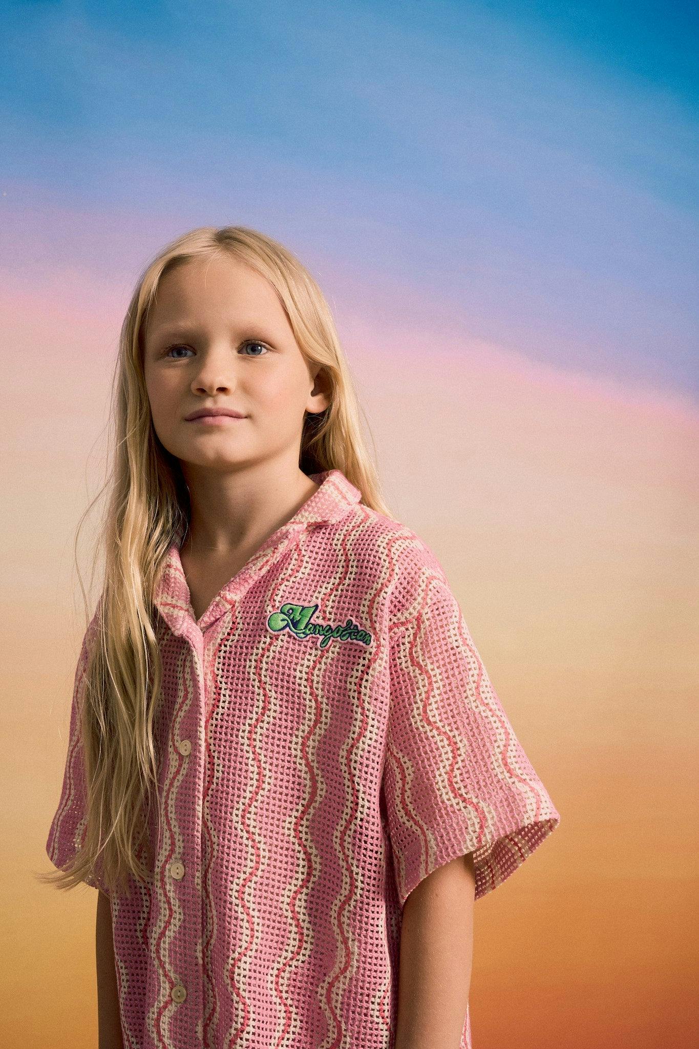WAVY MESH SHIRT LIGHT PINK